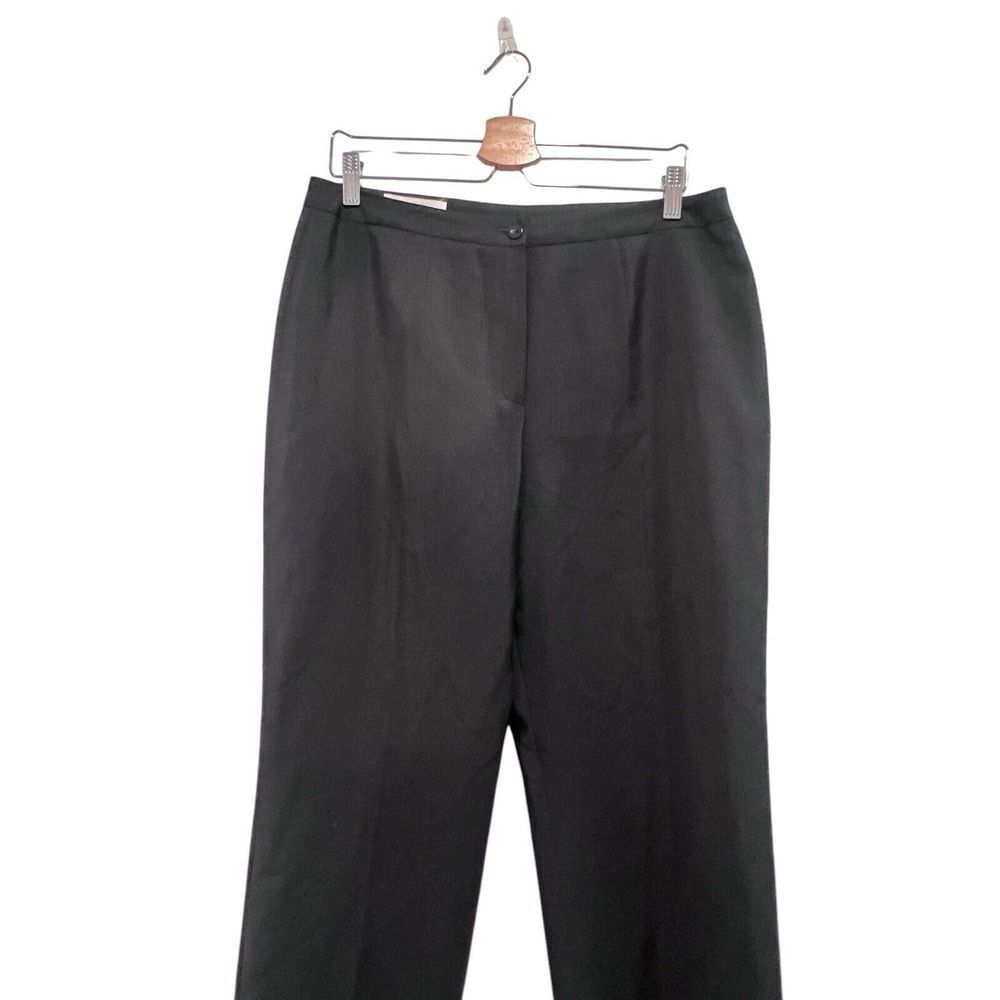 Escada Womens Mid Rise Straight Leg Pleated Pants Black Wool Size 42